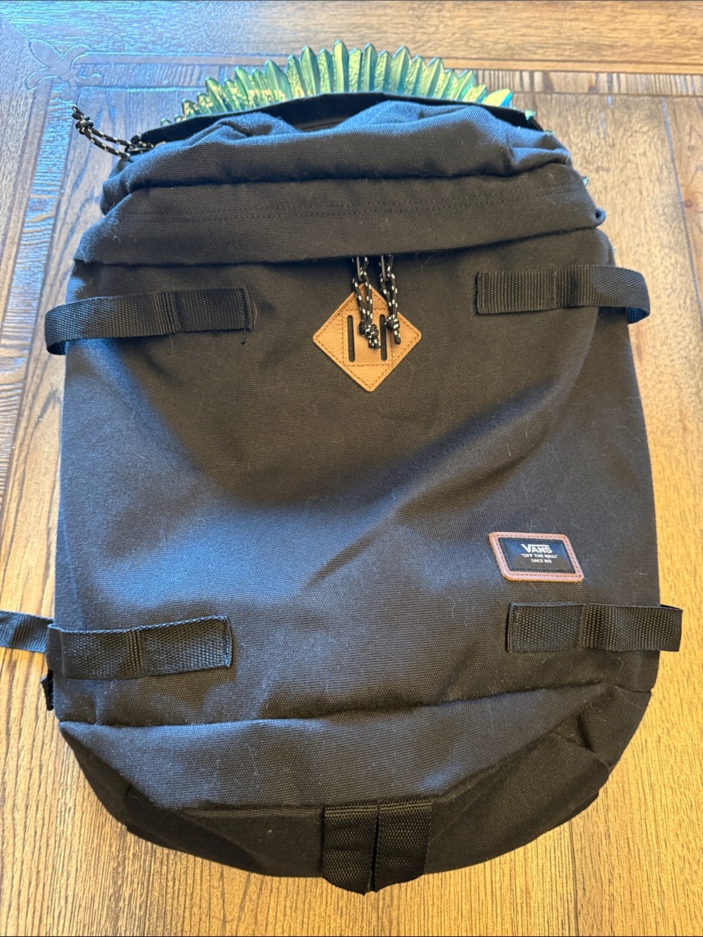 Vans Clamber Black Canvas Backpack with Leather Accent